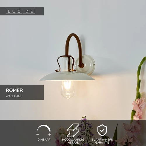 Lucide RÖMER - Wandlamp - 1xE27 - Beige - USP